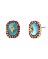 Kurt Geiger Blue Crystal Eagle Square Stud Earrings