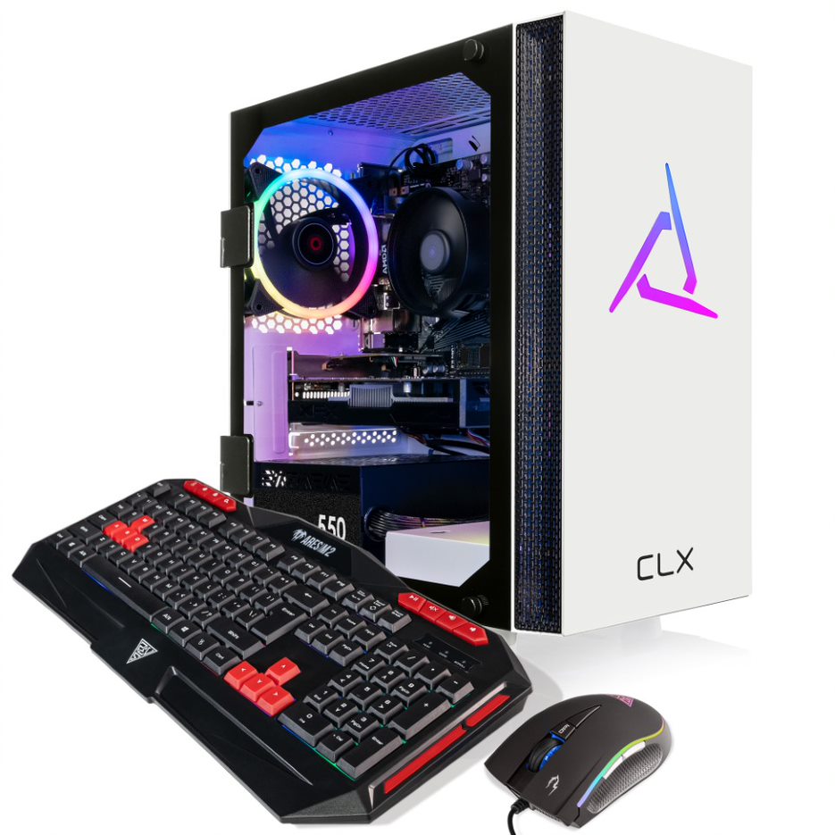 CLX SET Gaming Desktop - AMD Ryzen 5 5600 3.5GHz 6-Core Processor, 16GB DDR4 Memory, Radeon RX 6400 4GB GDDR6 Graphics, 1TB M.2 NVMe SSD, WiFi, White CLX Edition Sphynx MicroATX Tower RGB Fans, Windows 11 Home 64-bit