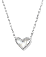 Kendra Scott Mother Of Pearl Ari Heart Statement Short Pendant Necklace - Silver Plated