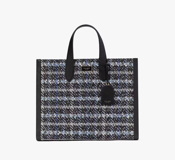 Kate Spade Manhattan Plaid Tweed Large Tote Handbag