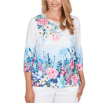 Ruby Road Womens Ombre Border Floral Lace Top