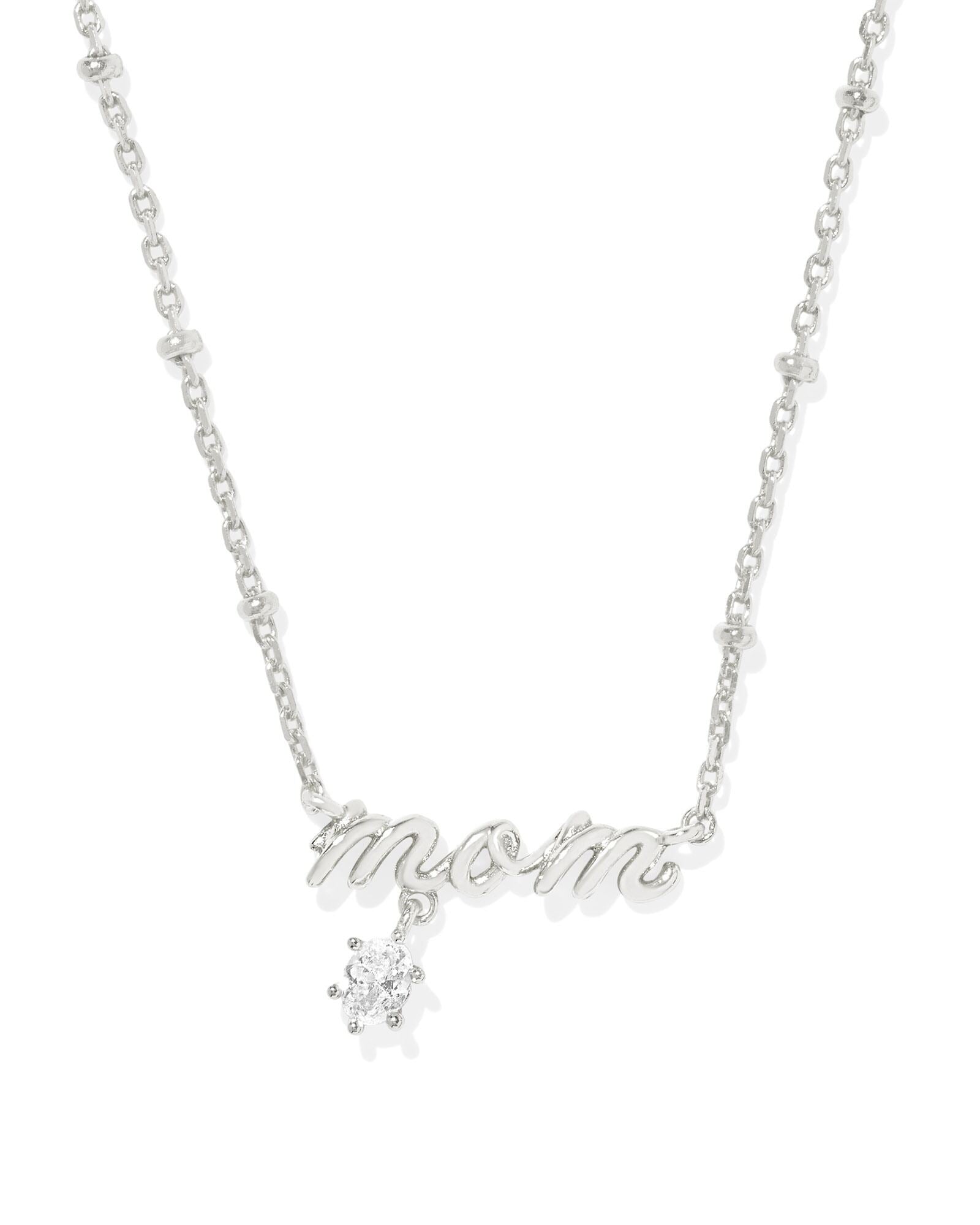 Kendra Scott Mom Crystal Short Pendant Necklace - Silver Plated