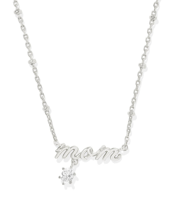 Kendra Scott Mom Crystal Short Pendant Necklace - Silver Plated