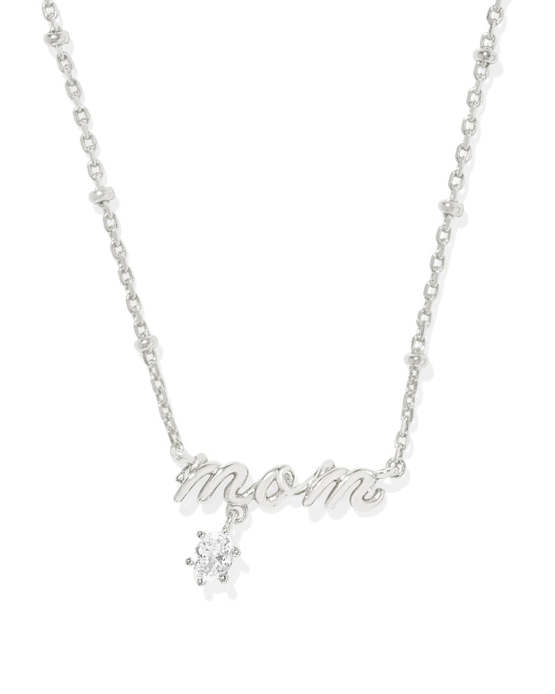 Kendra Scott Mom Crystal Short Pendant Necklace - Silver Plated