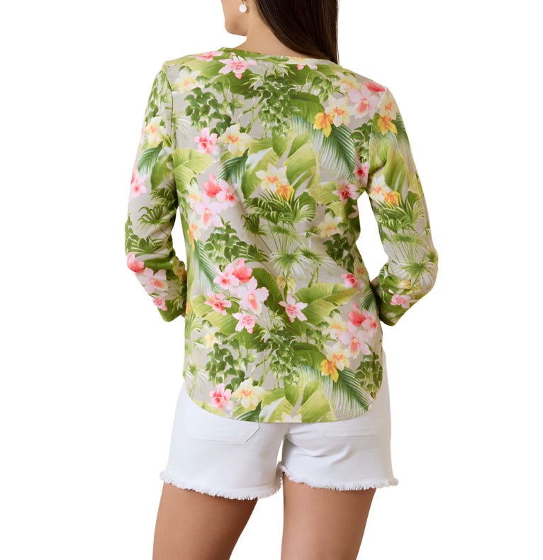 Tommy Bahama Womens Ashby Isles Floral 3/4 Sleeve Shirt