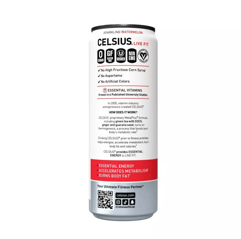 CELSIUS Live Fit Energy Drink - Sparkling Watermelon - 12 oz.