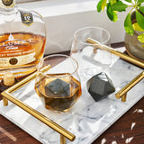 Viski Seneca Crystal Faceted Tumbler & Hexagonal Basalt Stone Set - 4