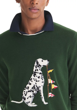Nautica Mens Intarsia Dog Crewneck Sweater