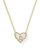 Kendra Scott Heart Letter D Gold Ivory Mother of Pearl Short Pendant Necklace