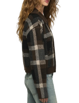 Lucky Brand Womens Plaid Bomber Sweater Jacket