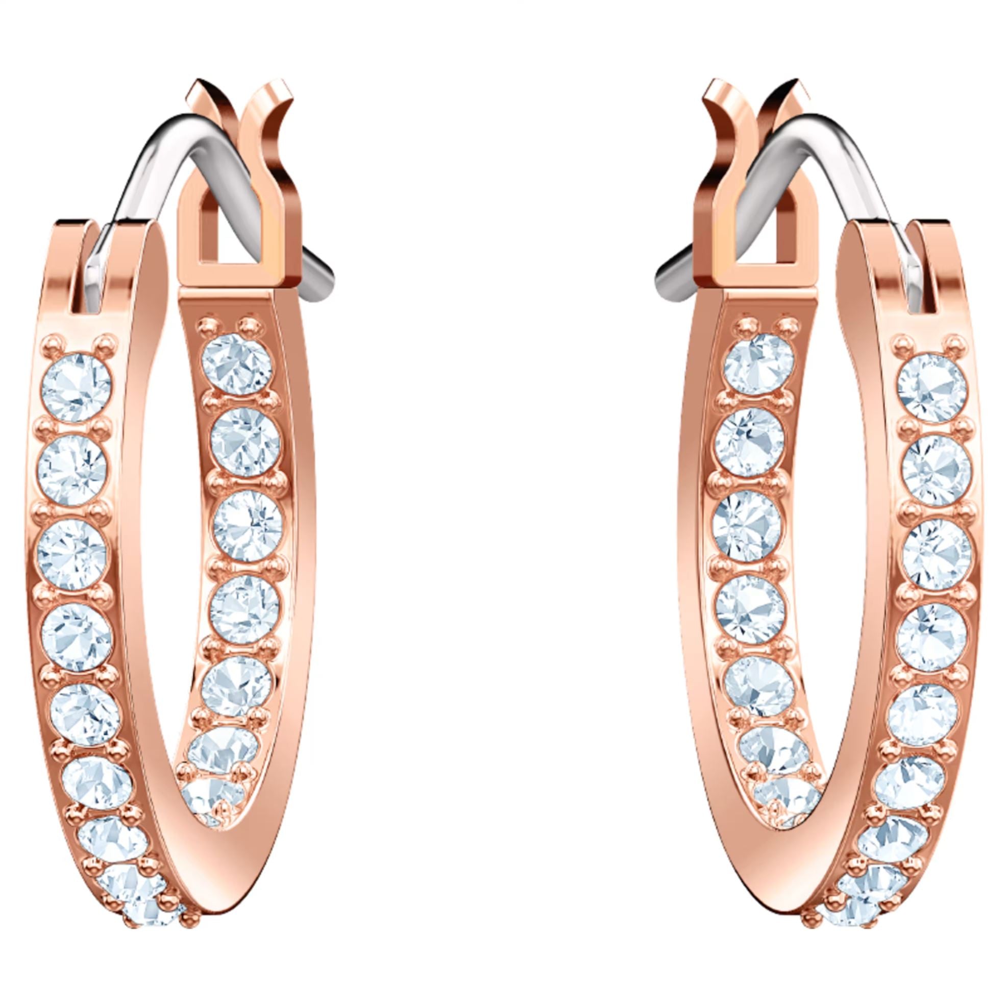 Swarovski Symbolica Hoop Earrings - Evil eye, Blue, Rose gold-tone plated