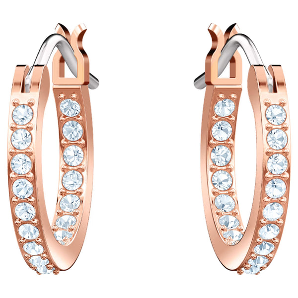 Swarovski Symbolica Hoop Earrings - Evil eye, Blue, Rose gold-tone plated