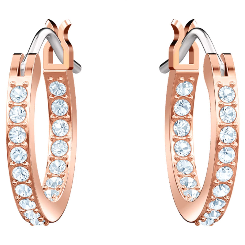 Swarovski Symbolica Hoop Earrings - Evil eye, Blue, Rose gold-tone plated
