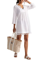 Vineyard Vines Womens Tassel Tunic Cover-Up Dress