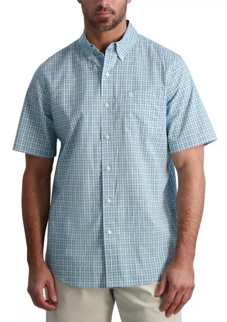 Chaps Mens Easy Care Poplin Short Sleeve Button Down Shirt