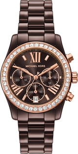 Michael Kors Womens Lexington Chronograph Brown Ceramic Watch