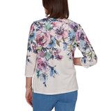Alfred Dunner Womens Falling Roses Knit Top