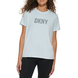 DKNY Womens Striped Logo Short Sleeve T-Shirt