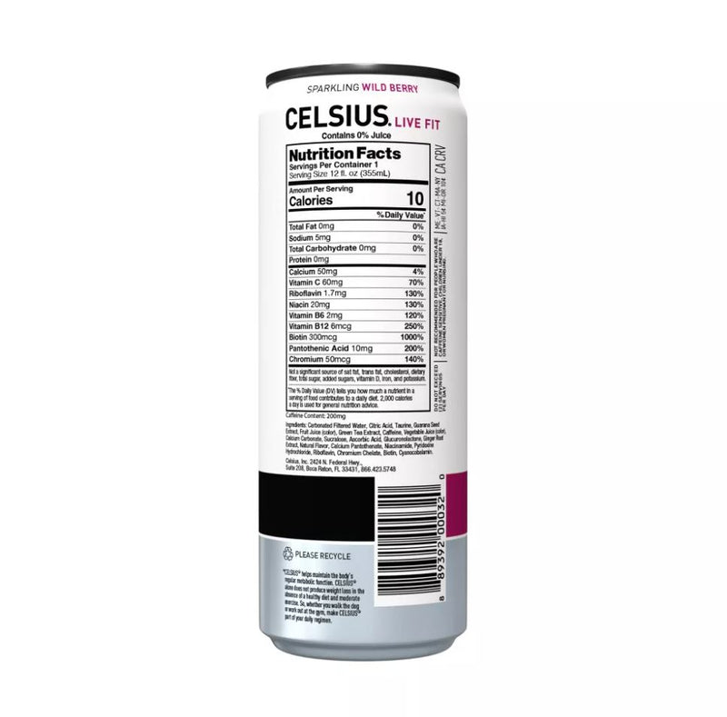 CELSIUS Live Fit Energy Drink - Sparkling Wildberry - 12 oz.