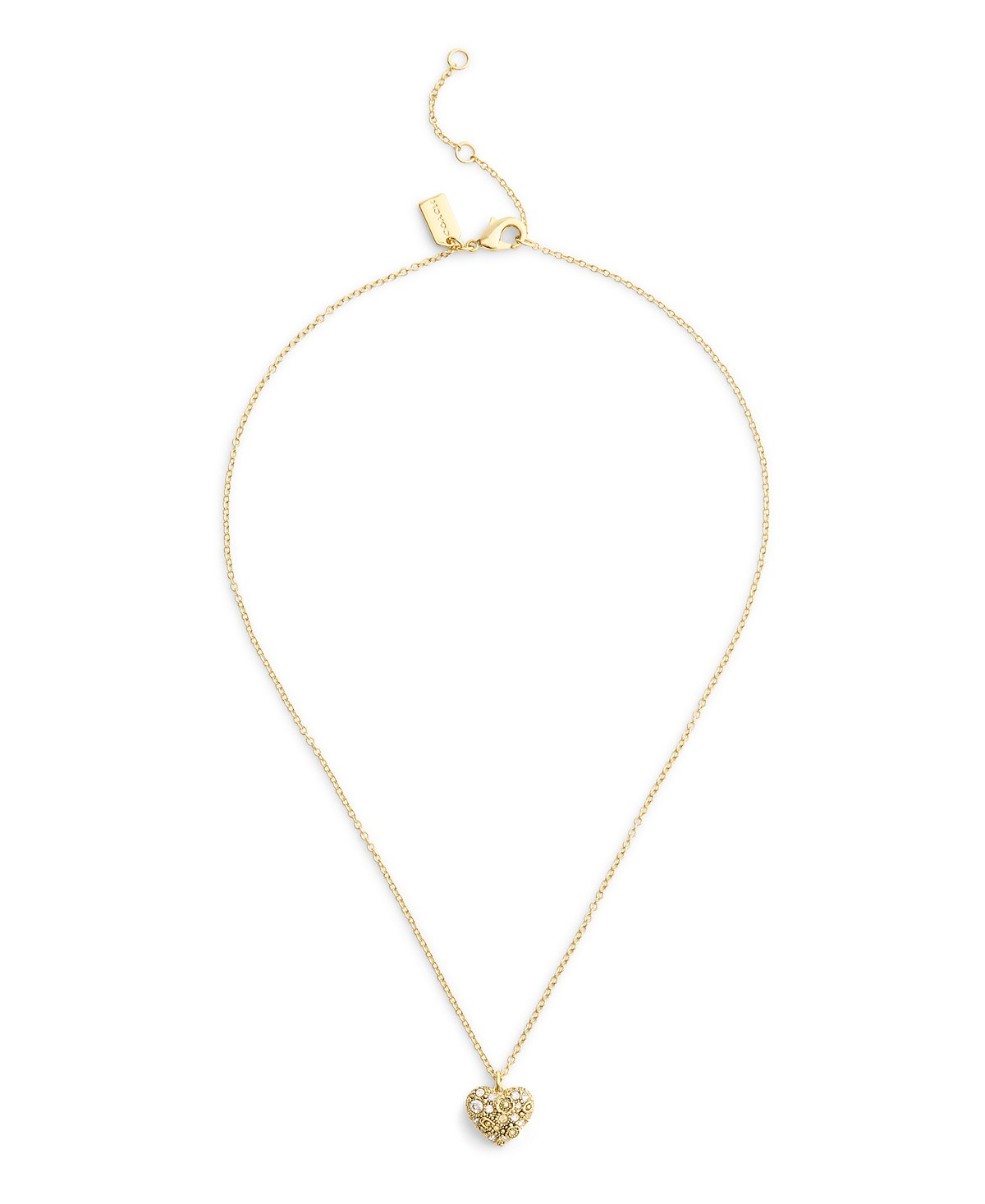 COACH Gold Pavé Heart Necklace & Earrings Boxed Jewelry Set