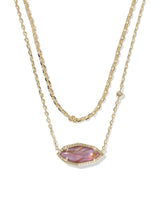 Kendra Scott Ophelia Gold Multi Strand Necklace - Light Mauve Illusion