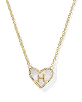 Kendra Scott Heart Letter H Gold Ivory Mother of Pearl Short Pendant Necklace