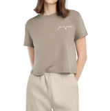 Favorite Daughter Womens The Cropped Signature Chest Logo Short Sleeve T-Shirt