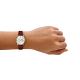 Fossil Womens Gilmore Three-Hand Red Leather Watch