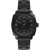Fossil Mens Machine Three-Hand Date Black Stainless-Steel Watch