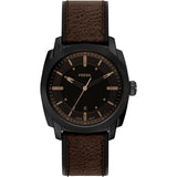 Fossil Mens Machine Three-Hand Date Brown Leather Watch