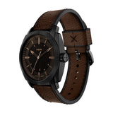 Fossil Mens Machine Three-Hand Date Brown Leather Watch