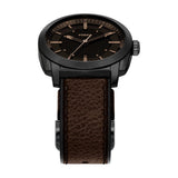 Fossil Mens Machine Three-Hand Date Brown Leather Watch