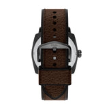 Fossil Mens Machine Three-Hand Date Brown Leather Watch
