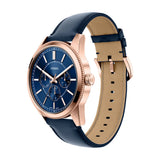 Fossil Mens Pearson Multi-Function Navy Leather Watch
