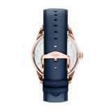 Fossil Mens Pearson Multi-Function Navy Leather Watch