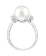 Effy 925 Sterling Silver Diamond Fresh Water Pearl Ring - Size 7