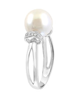 Effy 925 Sterling Silver Diamond Fresh Water Pearl Ring - Size 7