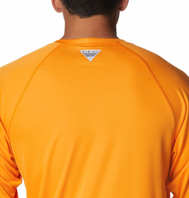 Chemise Columbia Terminal Tackle PFG Homme – Manches Longues, Motif Drapeau, Orange Poussière, XXL