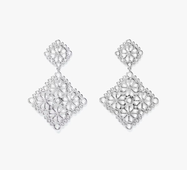 Kate Spade Spade Flower Lace Drop Earrings - Silver