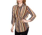 Ruby Rd. Womens Stripe 3/4 Sleeve Top