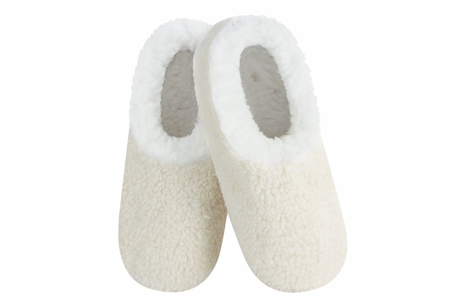 Snoozies Womens Sherpa Cream Slippers - Size Small