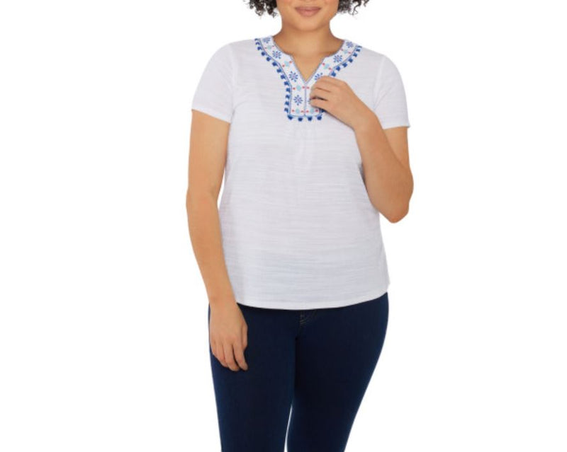 Ruby Rd. Womens Split Neck Pull On Top