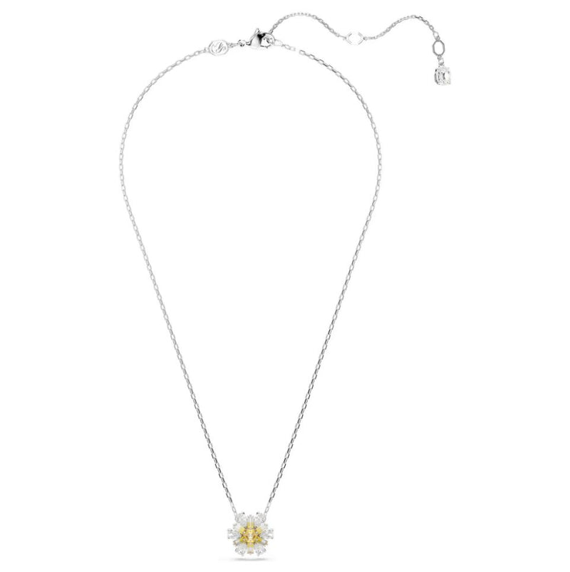 Swarovski Idyllia Pendant Necklace - Flower, Yellow, Rhodium Plated