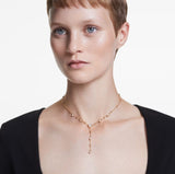 Swarovski Imber Y Necklace - Round Cut, Scattered Design, White, Gold-Tone Plated