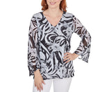 Ruby Rd. Womens V-Neck Long Sleeve Top