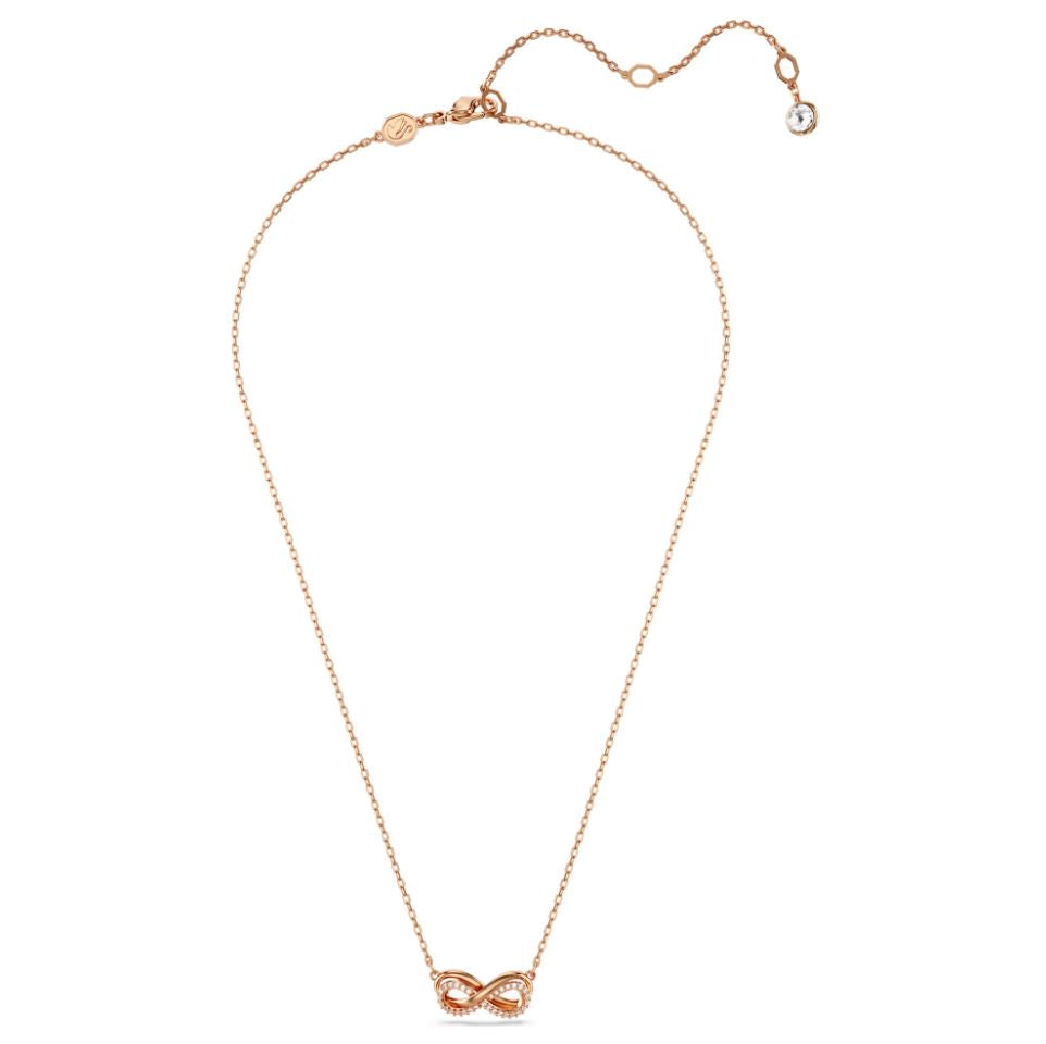 Swarovski Hyperbola Pendant Necklace - Pavé, Infinity, White, Rose Gold-Tone Plated