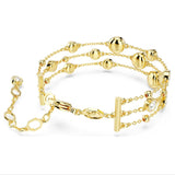 Swarovski Imber Wide Bracelet - Round cut, White, Gold-tone plated