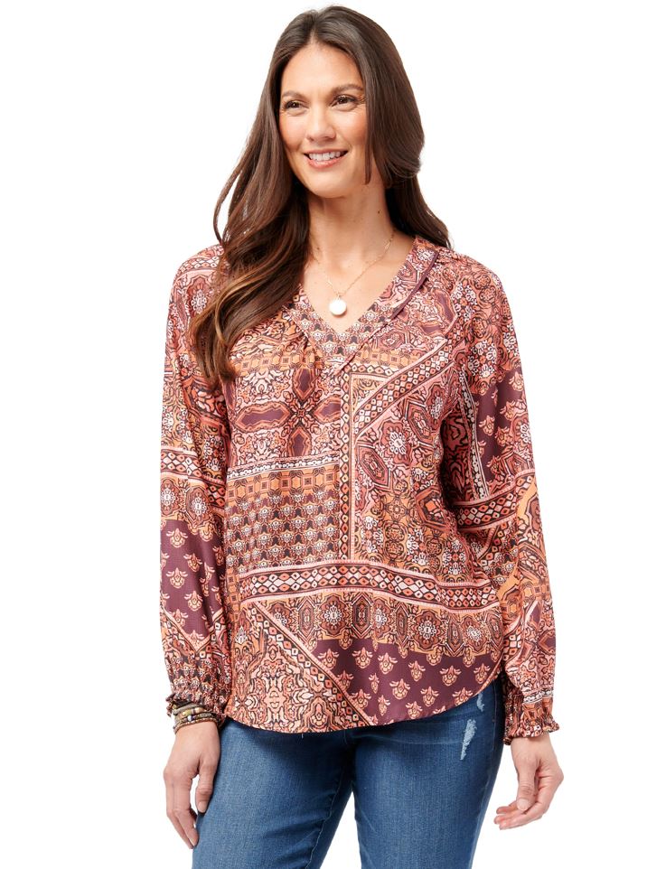 Democracy Womens Long Blouson Sleeve Woven Top – ShopCGX