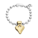 UNOde50 Silver Beaded Golden Heart Charm Bracelet - Medium