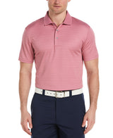 PGA Tour Mens Linear Jacquard Short Sleeve Golf Polo Shirt